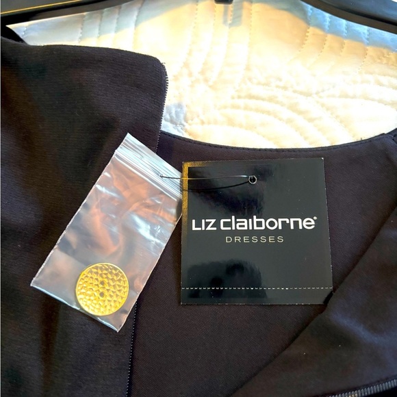 NWT Liz Claiborne Black 3/4 Sleeve Dress, 16, chic, professional, Madison Avenue - Picture 2 of 8